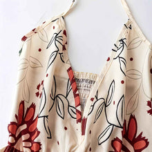 European And American Women's New Commuter Halterneck Back-Cutout Fitted Print Plus-Size Dress