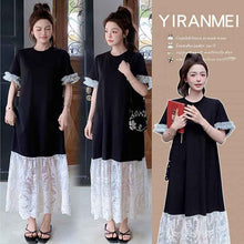 Fashionable Elegant Slimming Patchwork Lace Maternity Dress