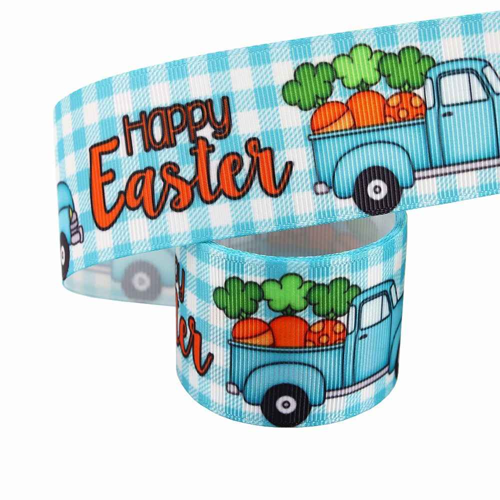 New Easter Printed Egg Ribbon Gift Packing Ribbon Rabbit Radish Scene