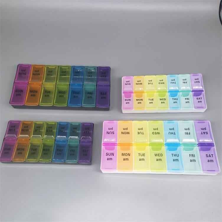 Big Small Size 14 Grid Week Pill Box Morning And Evening Color Week Pill Box Printing Russian English