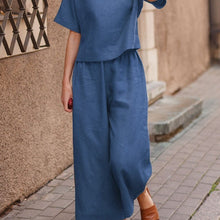 European And American Women's Linen Casual Loose Solid Color Suit Two-piece Women by Mirlaine Univers