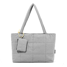 Womens Solid-Color Versatile Plaid Tote Bag