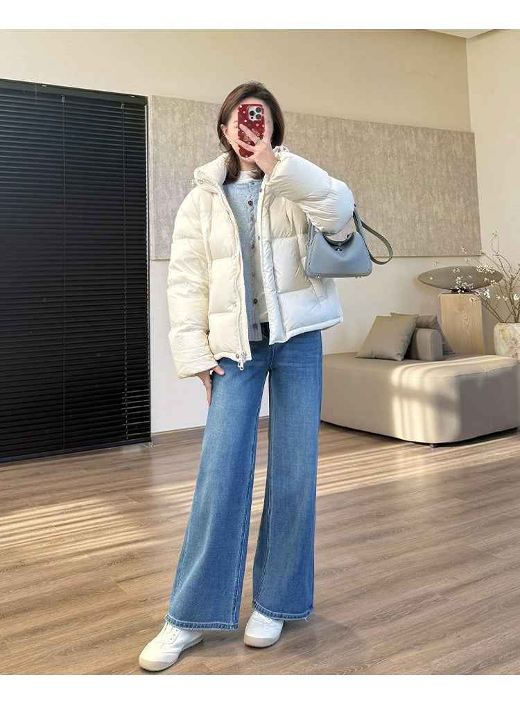 Women's Fashionable Slim-Fit Casual Denim Wide-Leg Pants