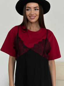 Women's Lace-Patchwork Loose Basic Crew-Neck Short-Sleeve T-Shirt by Mirlaine Univers Women's Lace-Patchwork Loose Basic Crew-Neck Short-Sleeve T-Shirt Mirlaine Univers womens-lace-patchwork-loose-basic-crew-neck-short-sleeve-t-shirt 0 Women's Lace-Patchwork Loose Basic Crew-Neck Short-Sleeve T-Shirt Mirlaine Univers Women's Lace-Patchwork Loose Basic Crew-Neck Short-Sleeve T-Shirt