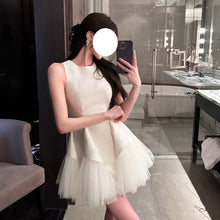 Puff Mesh Stitching Pearlescent Dress by Mirlaine Univers