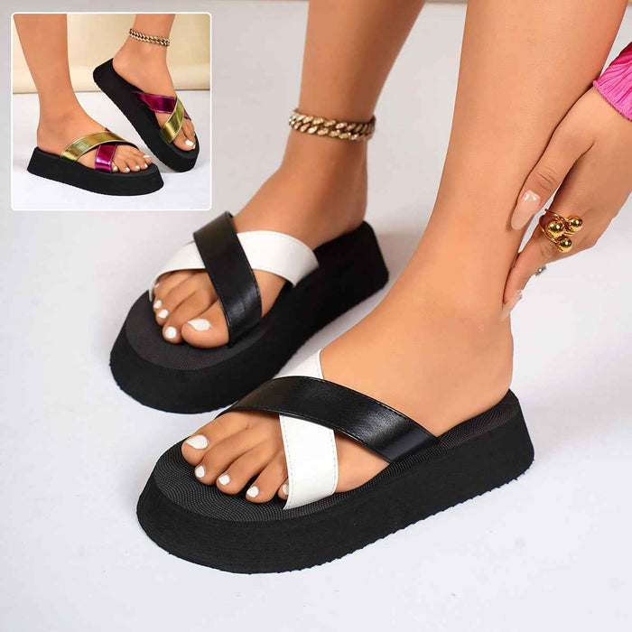Sandales à plateforme à brides croisées pour femme, chaussures décontractées pour l'été, les vacances à la mer et la plage
