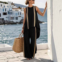 Women's Loose Fashionable Casual Sleeveless Striped Pants Set