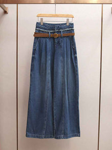 High-waisted A-line Wide-leg Long Jeans