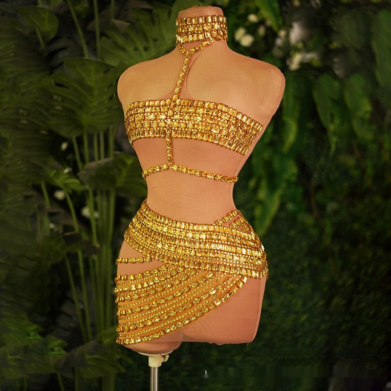 High-end And Fashionable Rhinestone Tube Top Short Skirt Top Vest by Mirlaine Univers