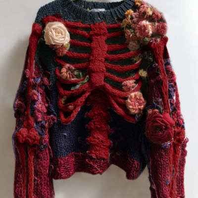 Halloween Bestseller 3D Digital-Print Womens Crew-Neck Loose Sweater