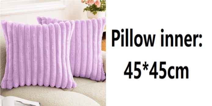 Rabbit Fur Solid Color Vertical Bar Plush Square Cushion Cover