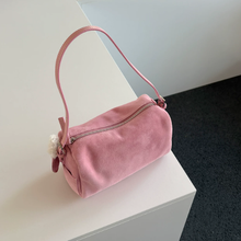 Niche-design Zippered Suede Tote And Shoulder Bag by Mirlaine Univers