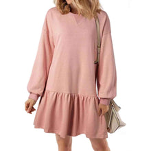 Women's Casual Crew-Neck Long-Sleeve Knitted Dress