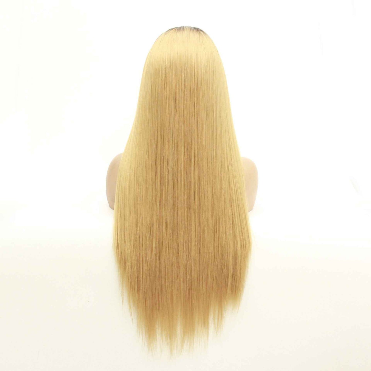 Long straight hair synthetic front lace wig headgear