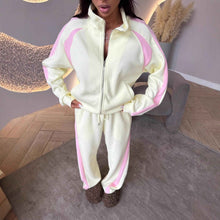 Womens Long-Sleeve Zip-Up Jacket And Sweatpants Two-Piece Set