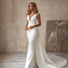 Sexy V-Neck Sleeveless Tail Wedding Dress Long Dress by Mirlaine Univers