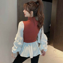 Fashionable temperament slim-fit fake two sweaters