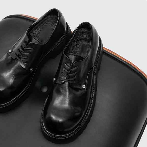 Mens Commuter Casual Leather Shoes With Thick Soles