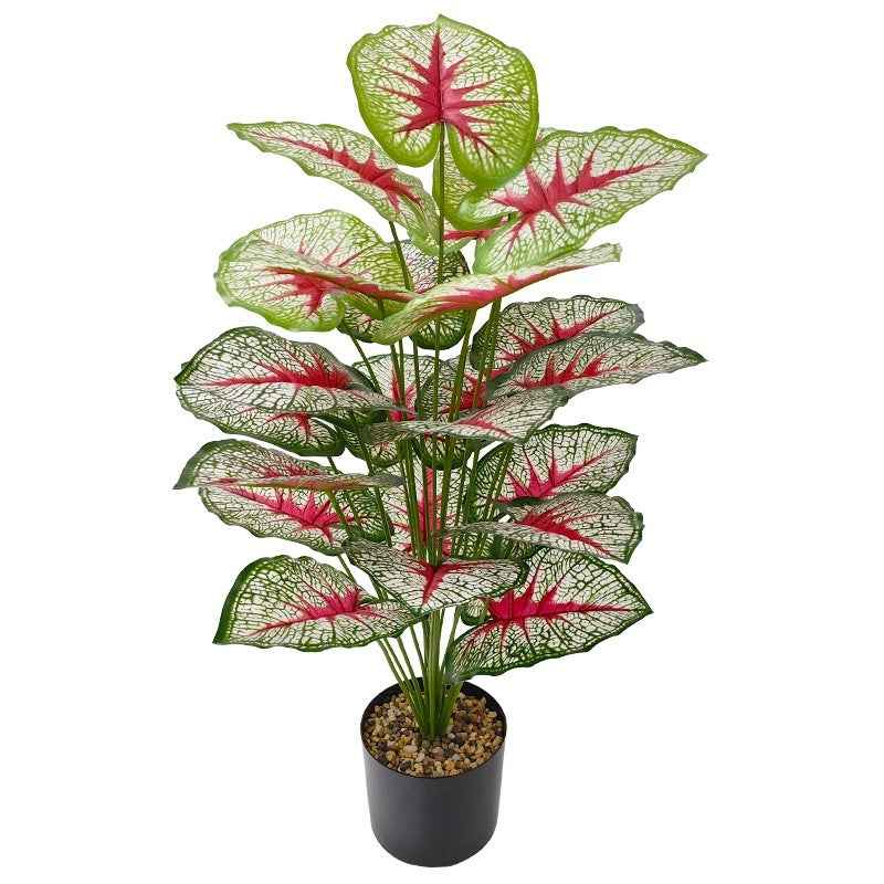 Artificial Green Plant White Green Color Taro Leaf Home Decorative Bonsai
