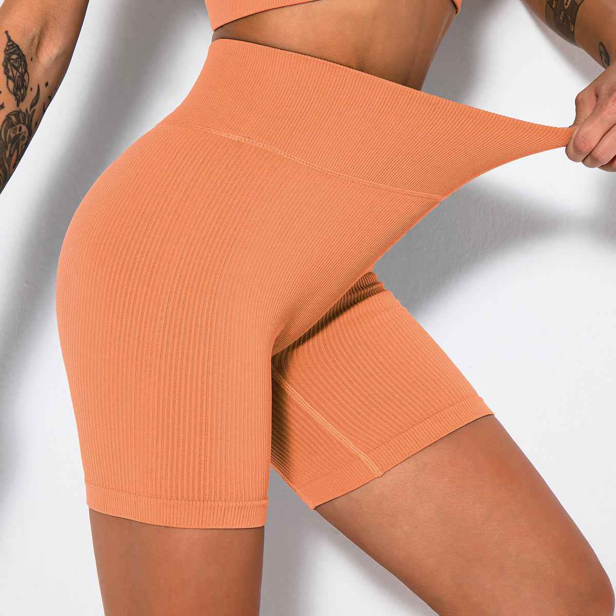 Seamless Knitted Sexy Sports Short-sleeved Shorts Yoga Wear Fitness Suit