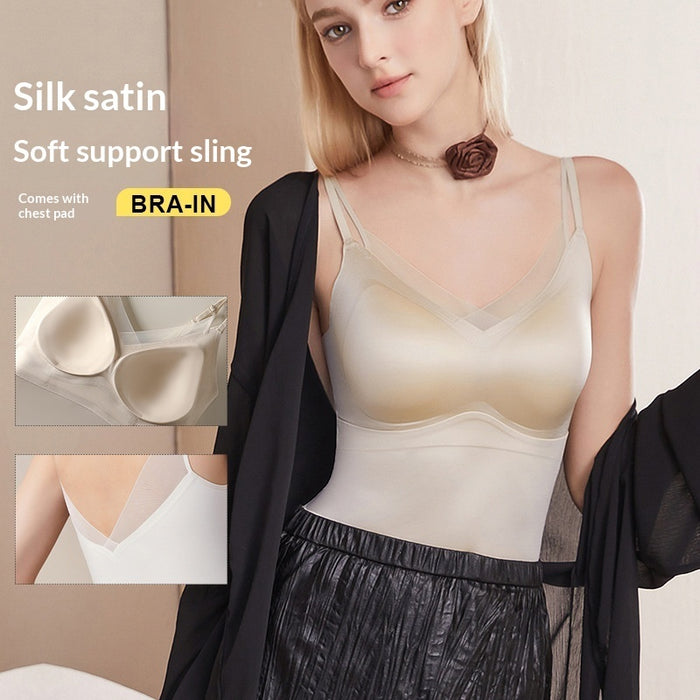 Nylon Breathable Cross Strap Mesh Slip In Silk Satin