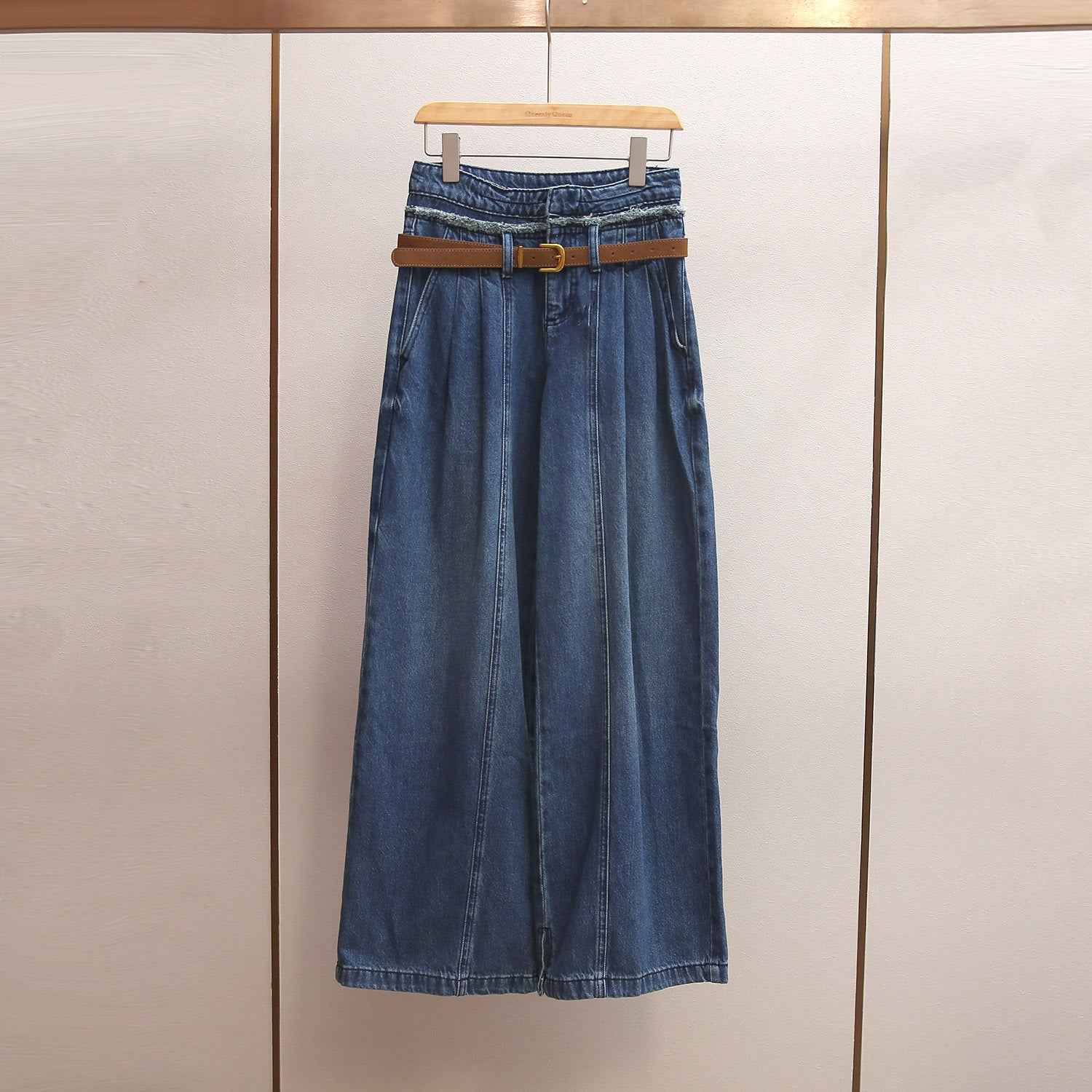 High-waisted A-line Wide-leg Long Jeans