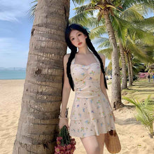 One-Piece Dress-Style Holiday Swimsuit With Butterfly Print