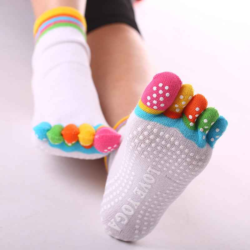 Women's Pure Cotton Dispensing Non-slip Yoga Five Finger Socks
