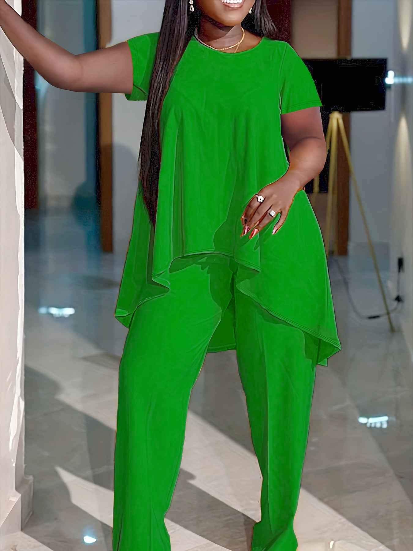 Fashionable Plus-Size Solid Color Set