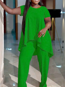 Fashionable Plus-Size Solid Color Set