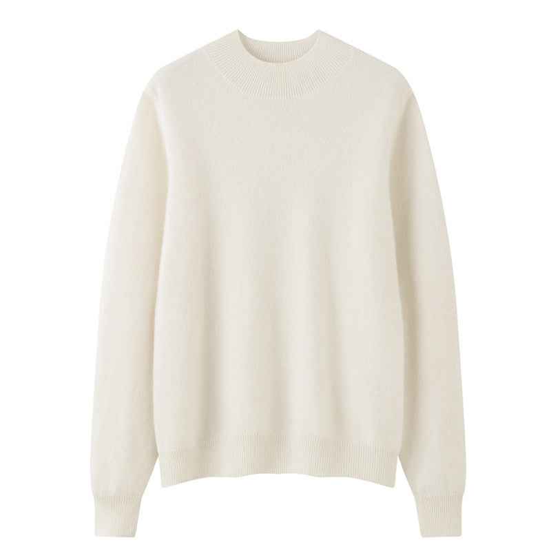 Womens Solid-Color Loose-Fit Mock-Neck Cashmere Sweater