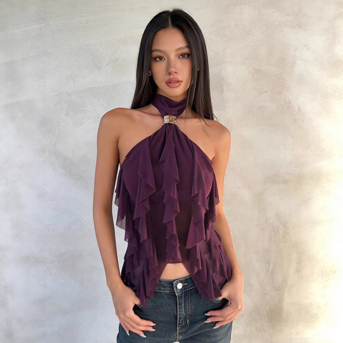 Backless Halter Neck Off Shoulder Elegant Top For Women