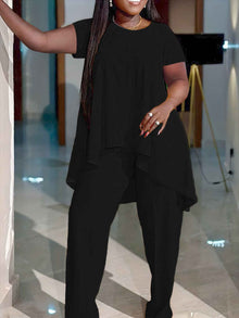 Fashionable Plus-Size Solid Color Set