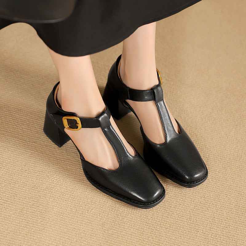 Square Toe T-shaped Buckle Sandals For Women