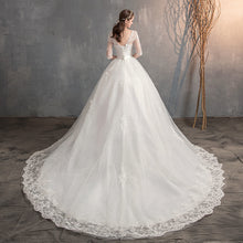 Wedding Dress Trailing Deep V Neck Lace High Waist Wedding Dress Long Sleeves by Mirlaine Univers