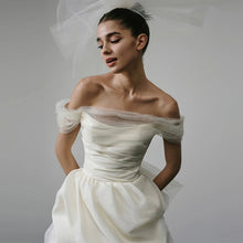 Off-shoulder Light Wedding Dress White Short by Mirlaine Univers