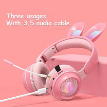 Rabbit Ear Headphones Wireless Luminous Extendable Wheat Headphones - Mirlaine Univers - Rabbit Ear Headphones Wireless Luminous Extendable Wheat Headphones