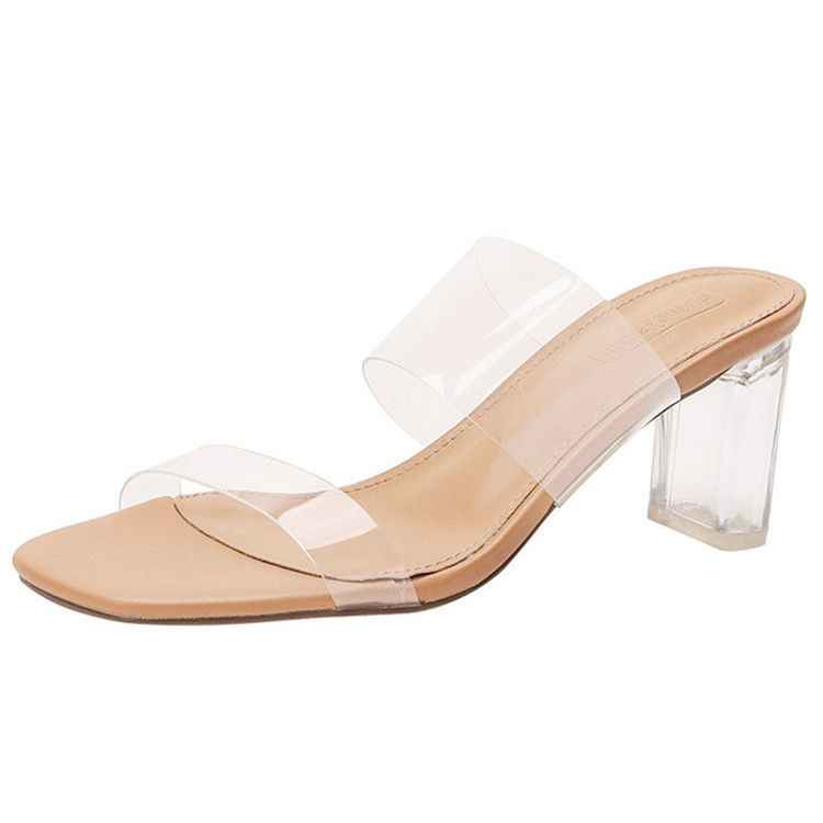 Sheepskin Transparent High Heels Women Sandals Summer