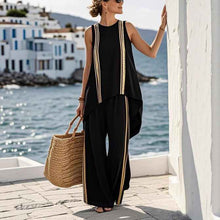 Women's Loose Fashionable Casual Sleeveless Striped Pants Set