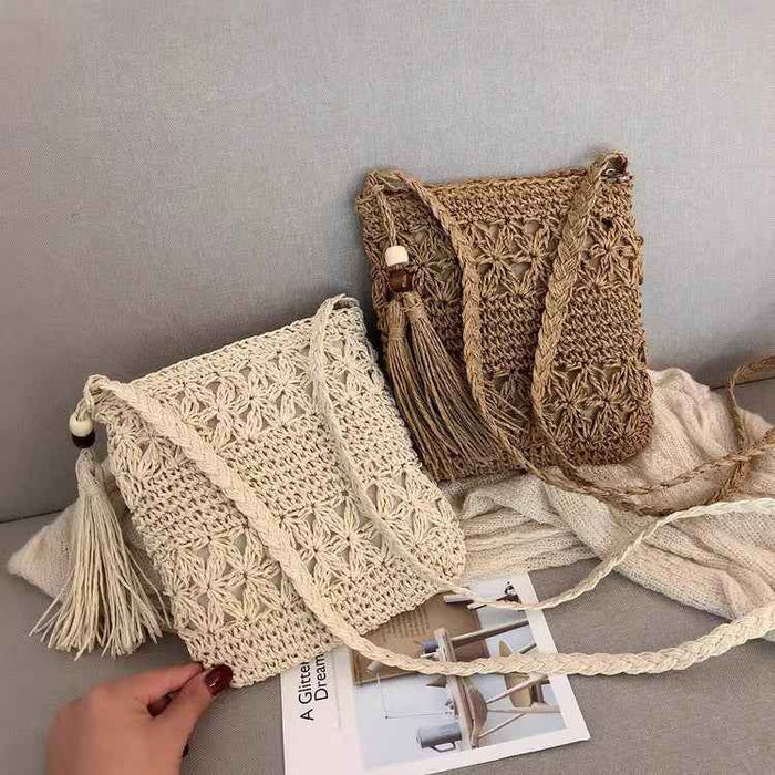 Petit sac carré tissé à la main, sac à bandoulière mignon et compact, parfait pour un usage quotidien
