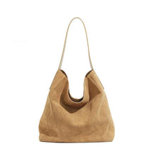 Womens Minimalist Suede Leather Tote And Shoulder Bag