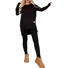Women's Slit Long Sleeve Top And Trousers Suit by Mirlaine Univers