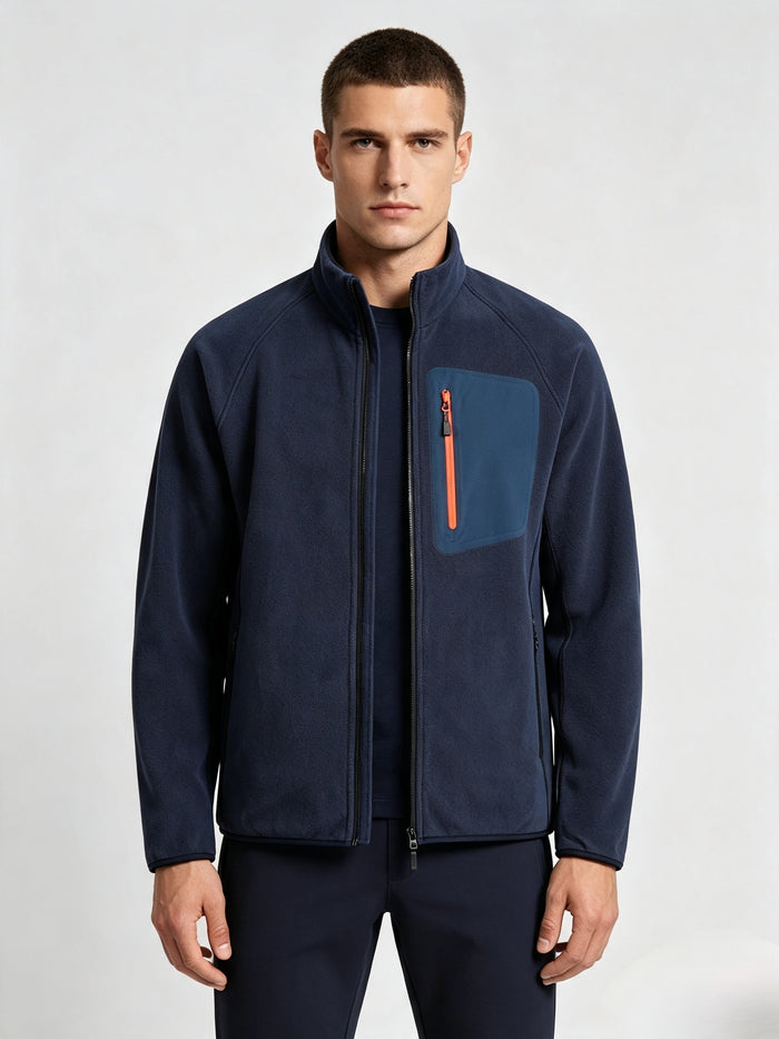 Full Zip Stand Collar Oat Fleece Jacket For Men, Warm Breathable Sports Fleece Outerwear, Versatile Coat For Daily Commute Camping Hiking Autumn Winter