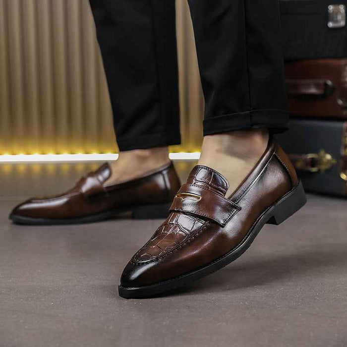 Large Size Men's Slip-on Pointed Leather Shoes Formal Wear Business Casual