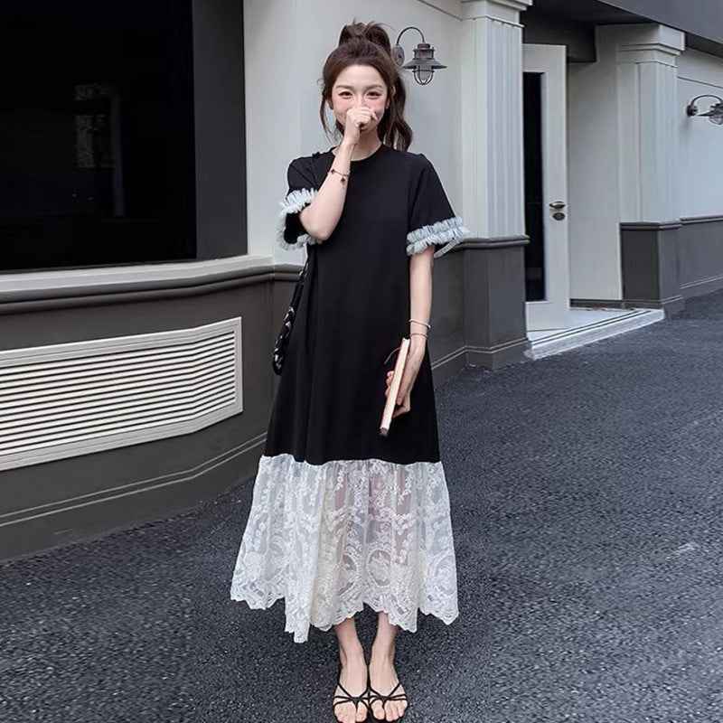 Fashionable Elegant Slimming Patchwork Lace Maternity Dress