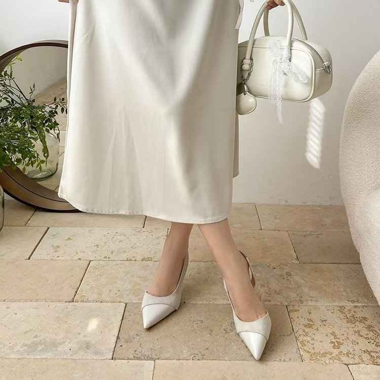 2025 Summer New French Style Pointed Toe High Heels, Spliced Closed Toe Sandals For Women, Elegant Fairy Shoes