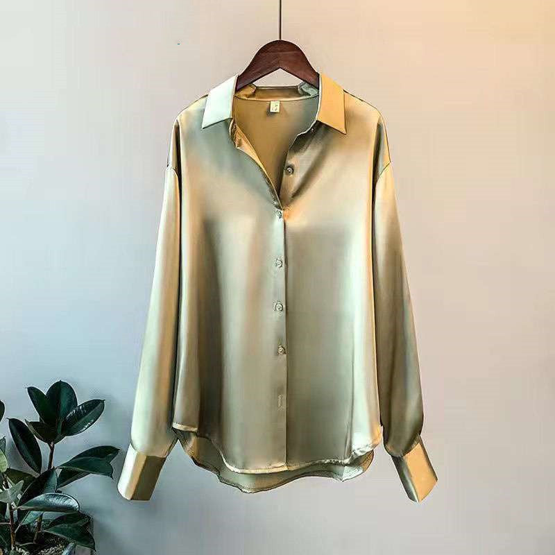 Women's Long-sleeved Satin Shirt by Mirlaine Univers