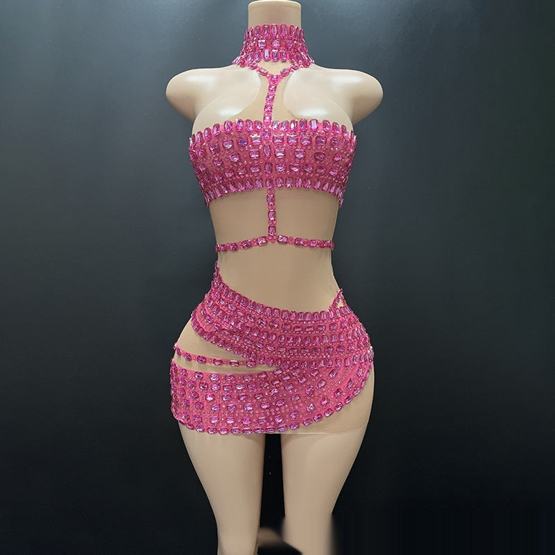 High-end And Fashionable Rhinestone Tube Top Short Skirt Top Vest by Mirlaine Univers