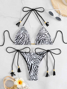 Women's Casual Printed Strappy Tassel Two-Piece Swimsuit