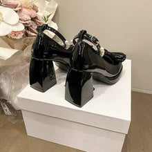 2026 Spring Sweet Bow & Pearl Mary Jane Heels For Women-Cute Platform Block Heel Pumps For Dressy Outings